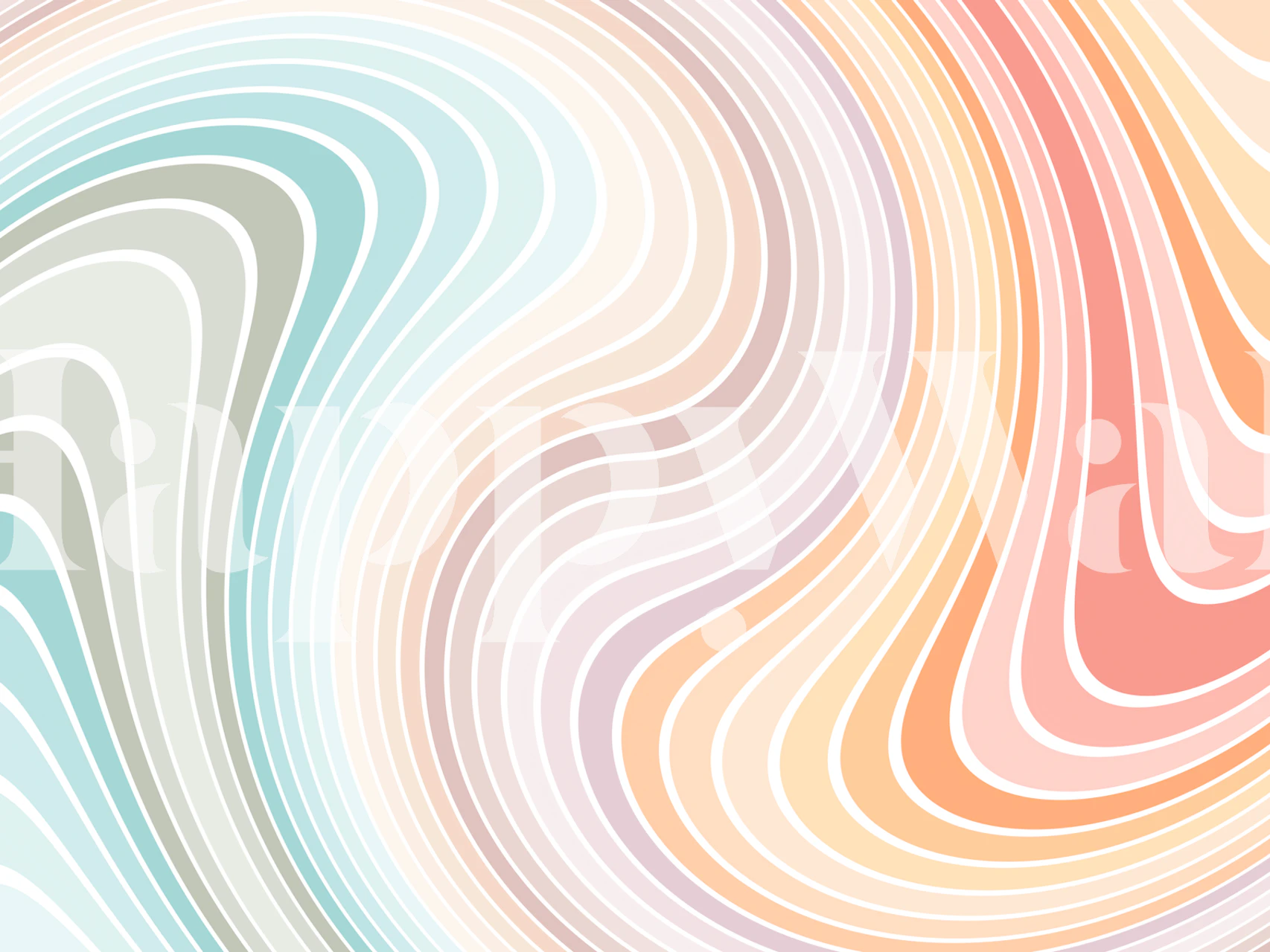 Rainbow swirls wallpaper in a bright room