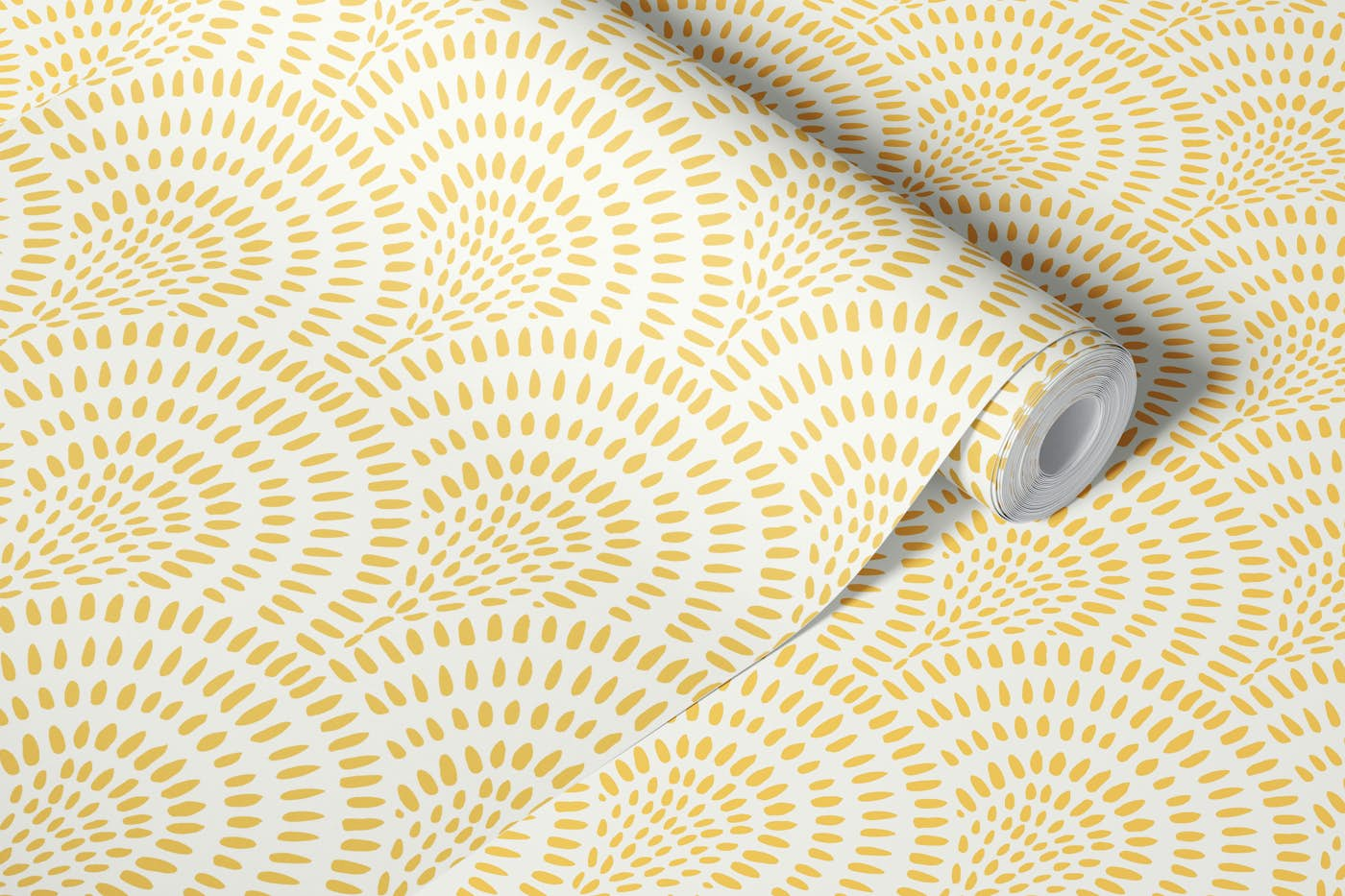 Boho Scallops, Warm Yellow / Warm Gold wallpaper roll