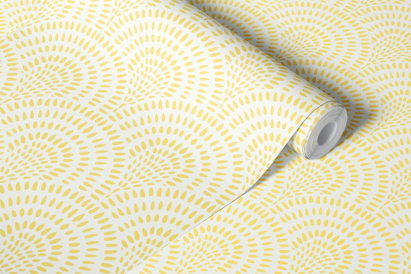 Boho Scallops, Yellow wallpaper roll