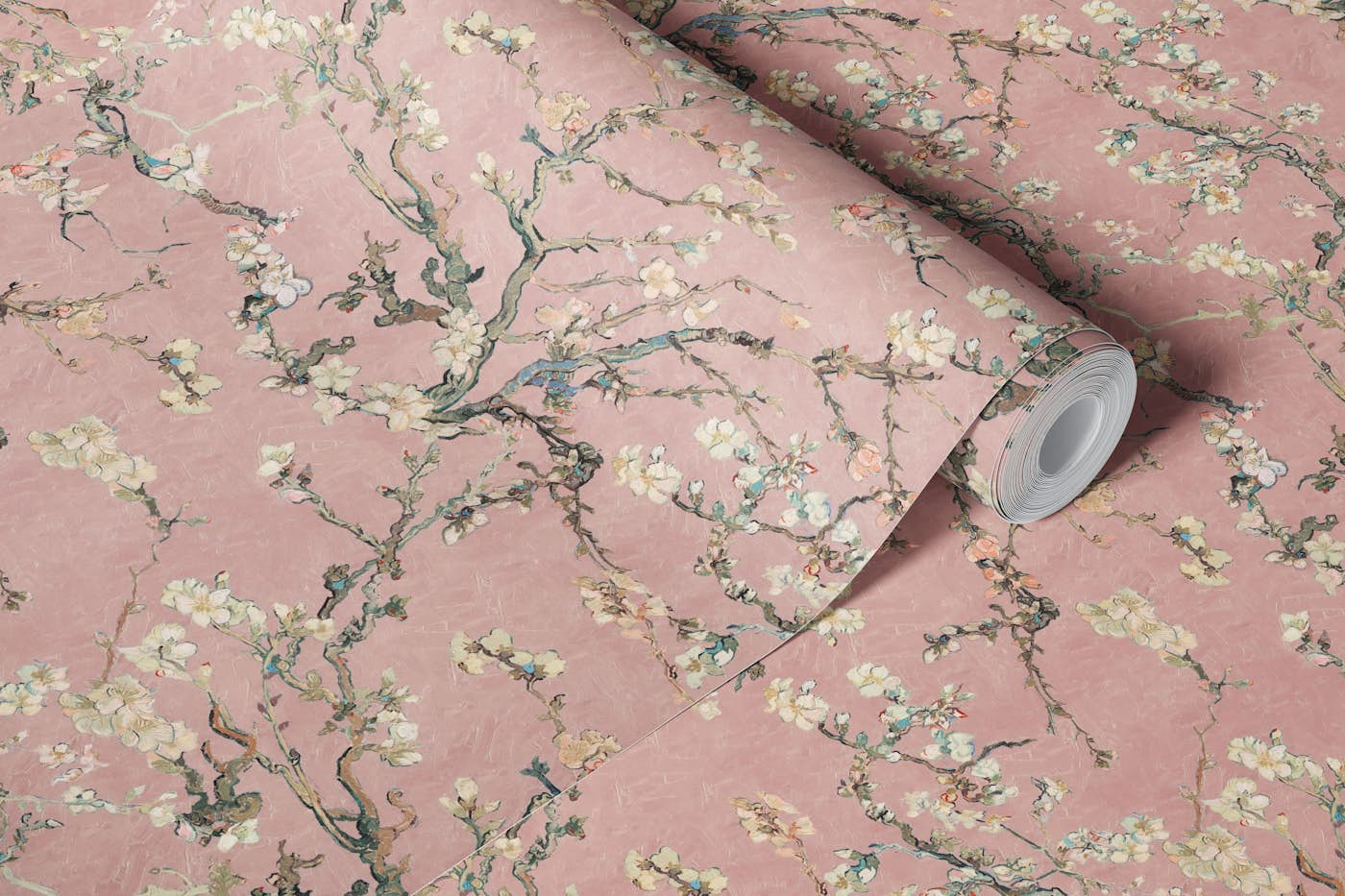 Van Gogh Almond Blossom blush pink wallpaper roll