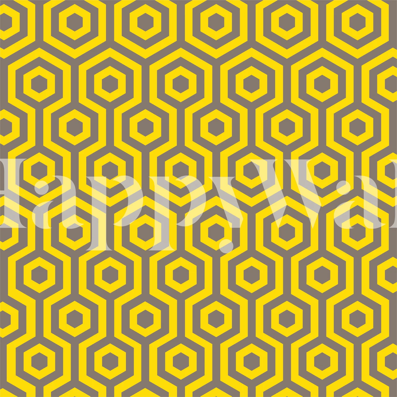 Saffron yellow brown hexagon grid behang in de kamer