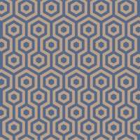 Beige navy blue honeycomb pattern wallpaper