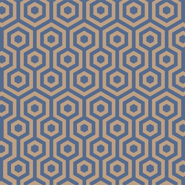 Beige navy blue honeycomb pattern