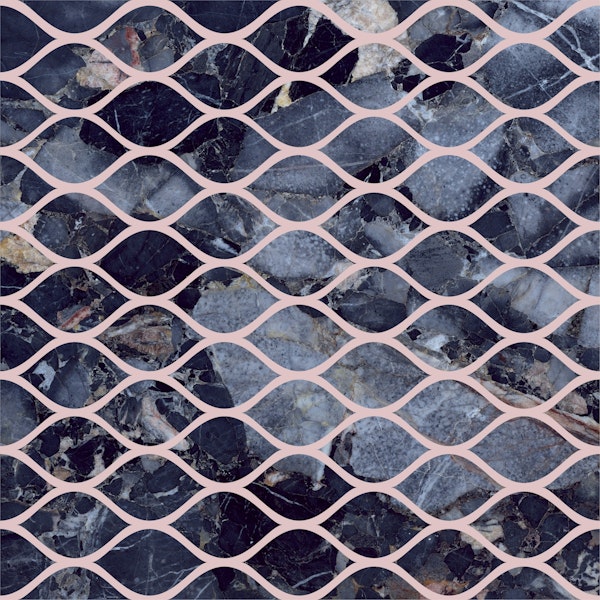 Ogee pattern in indigo marble