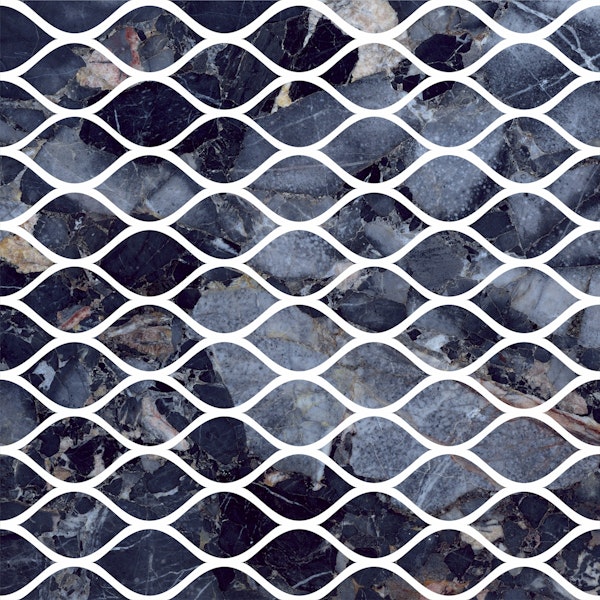 Dark blue marbel pattern ogee style