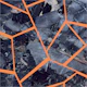 Orange polygonс indigo marble pattern