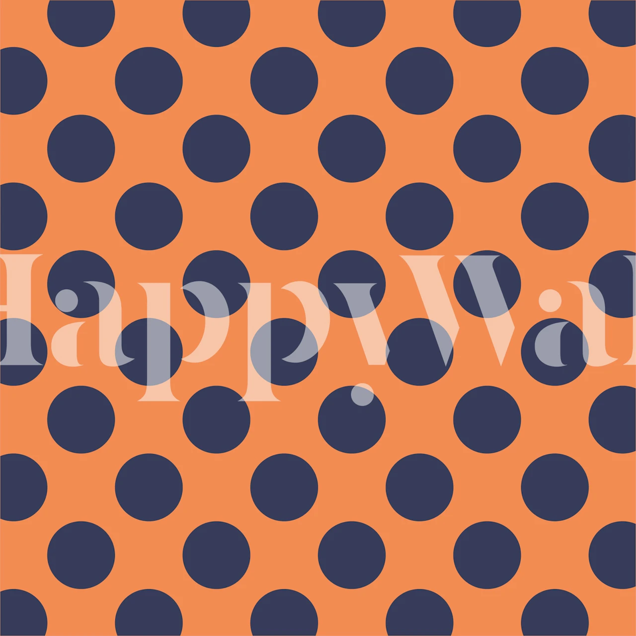 Indigo polka dots on orange background wallpaper