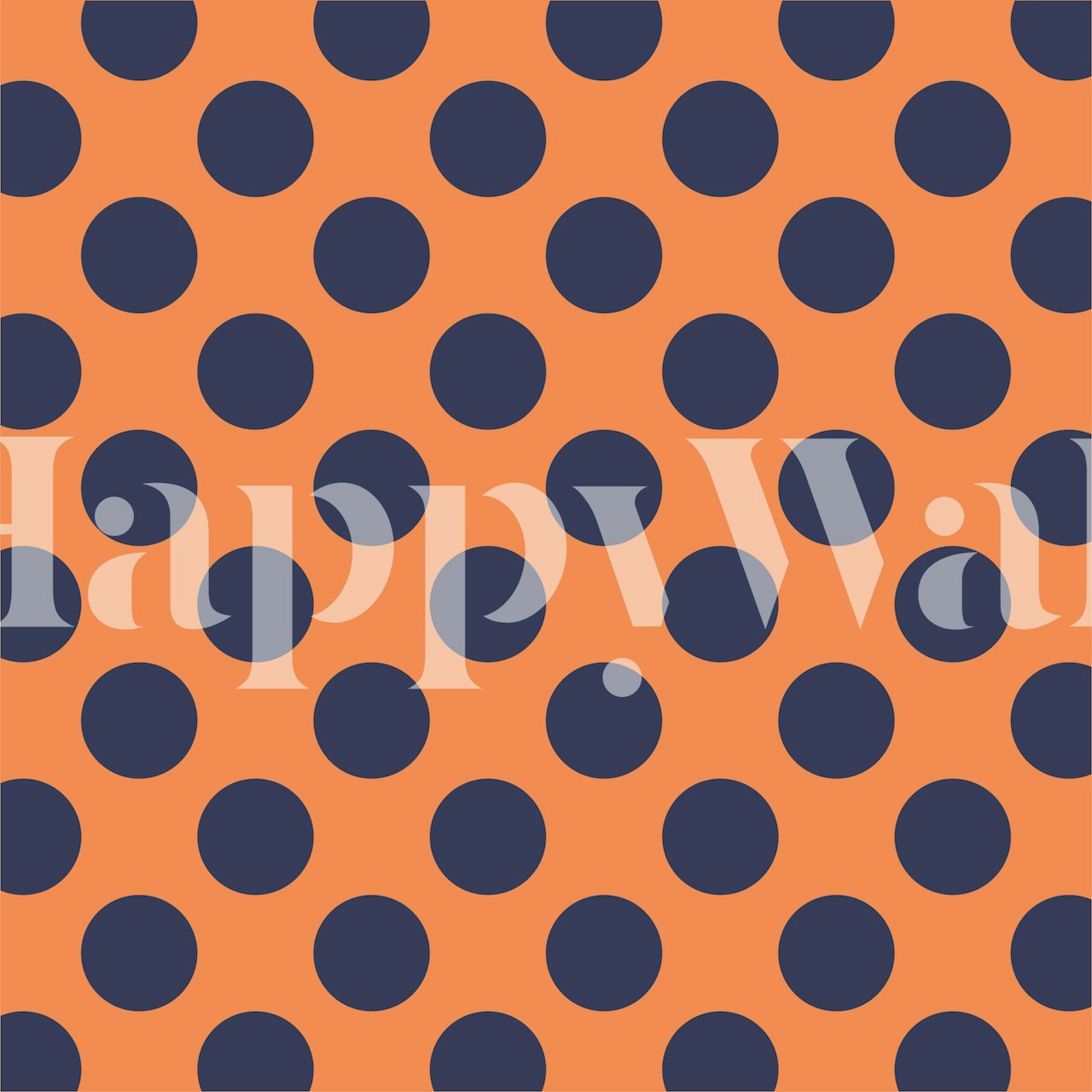 Indigo polka dots on orange background wallpaper