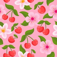 Cherry Pattern on Pink tapet