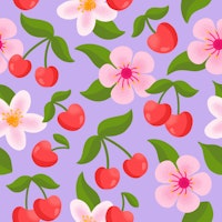 Cherry Pattern on Lavender tapete