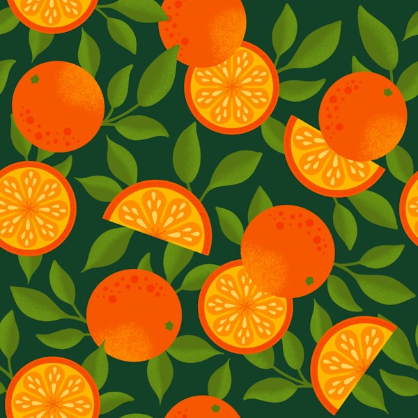 Orange Pattern on Dark Teal