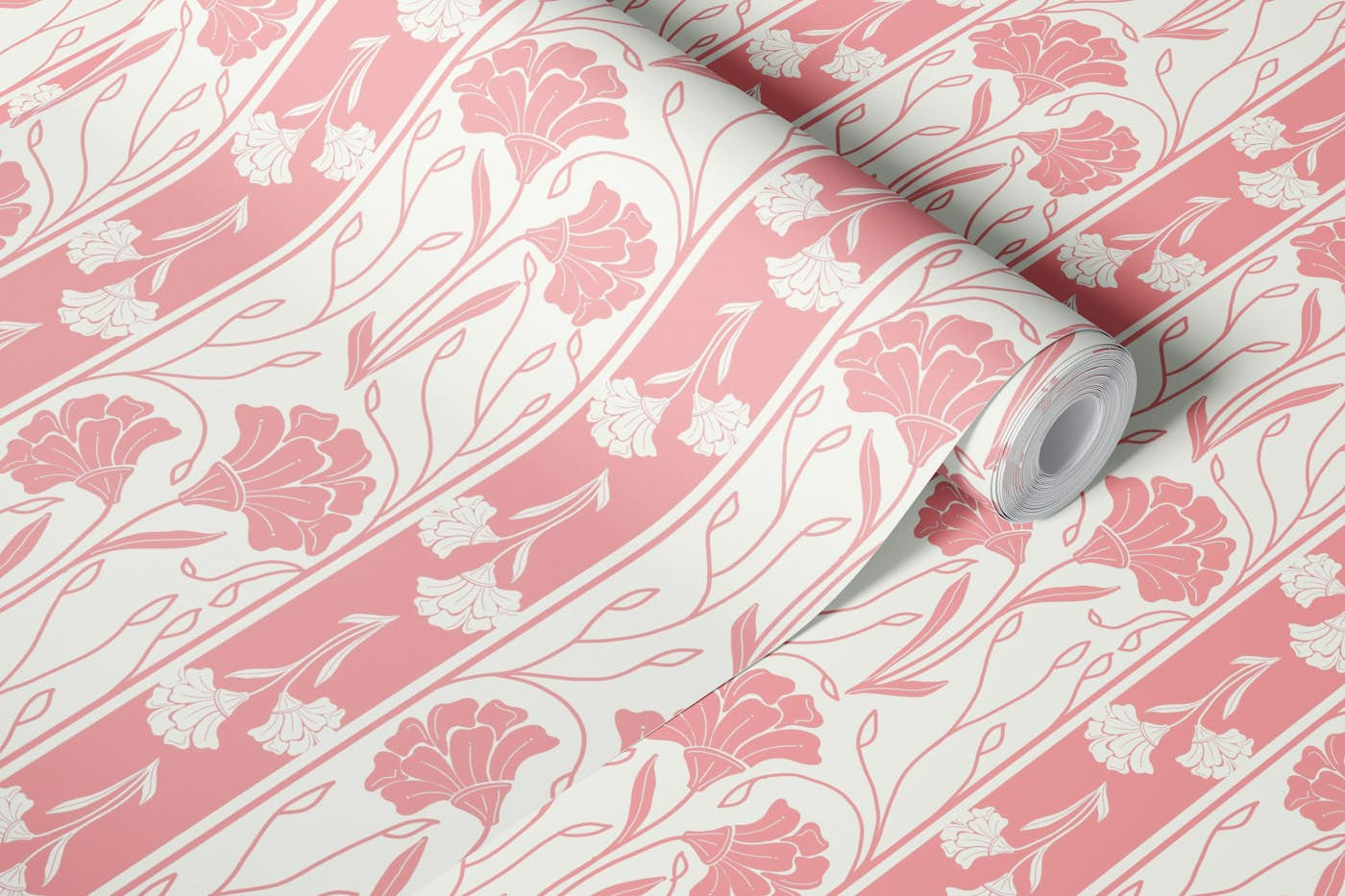 Blush pink grandmillennial wallpaper roll