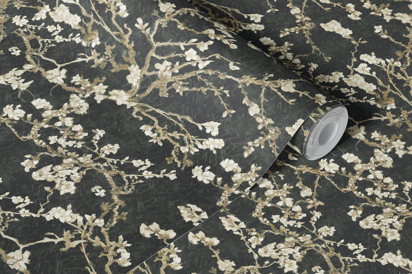 Van Gogh Almond Blossom Gery Olive wallpaper roll