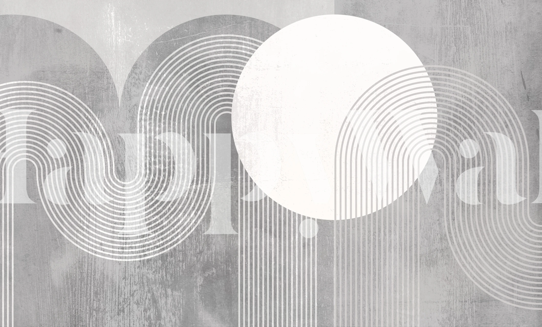 Geometric gray lines and circles wallpaper design