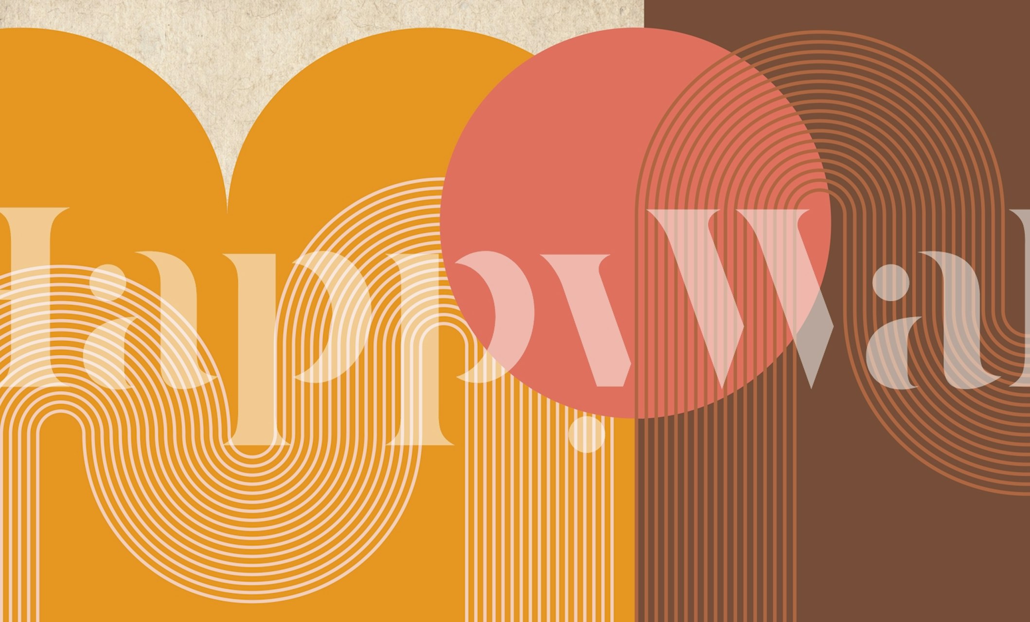 Modern Warm Arch Line Art wall mural featuring abstract arches in earth tones