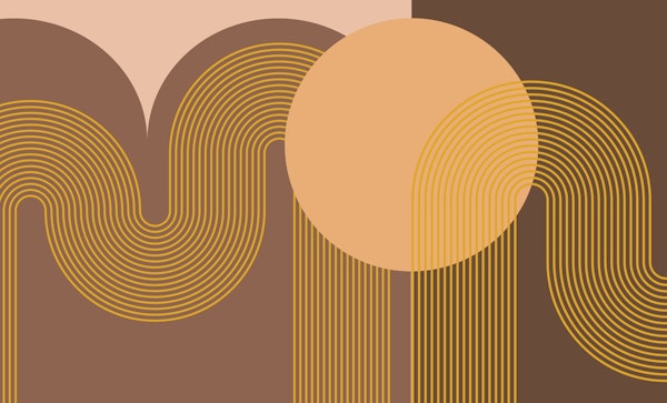 Modern Orange Brown Arch Line Art