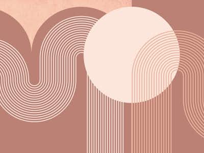 Modern Boho Rainbow Arch Line Art