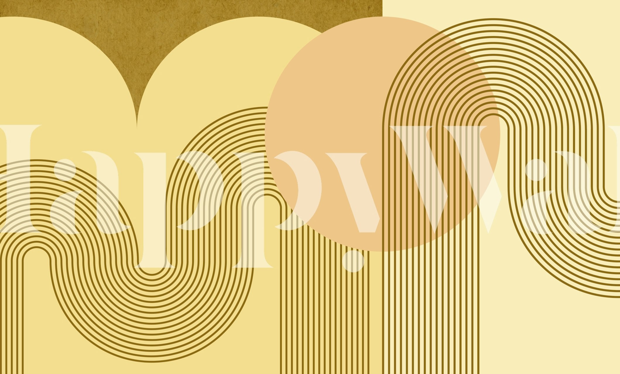 Modern mustard wallpaper with arch lines