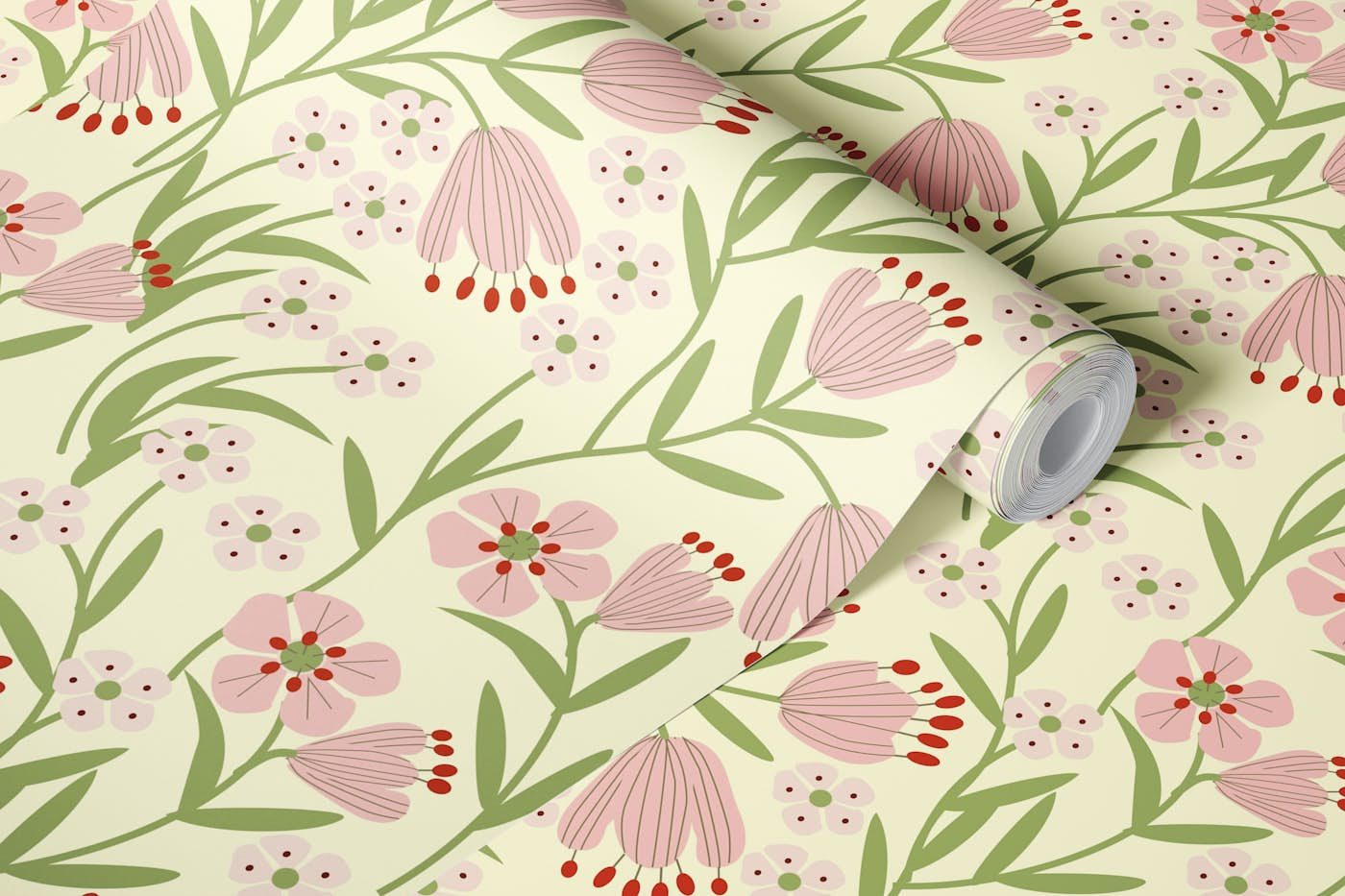 Floral Embroidery wallpaper roll