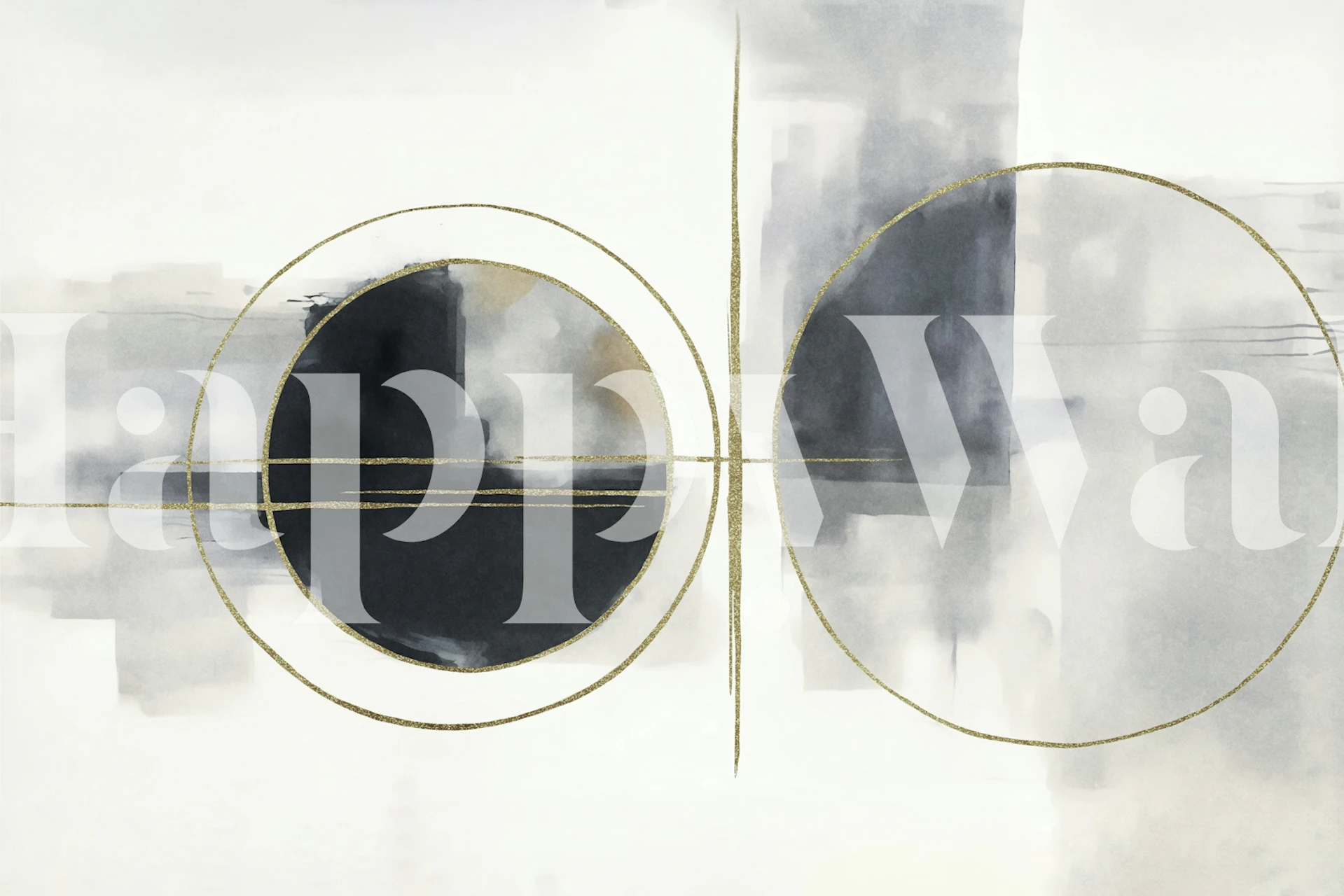 Tapeta Abstract Circular Gold w pokoju