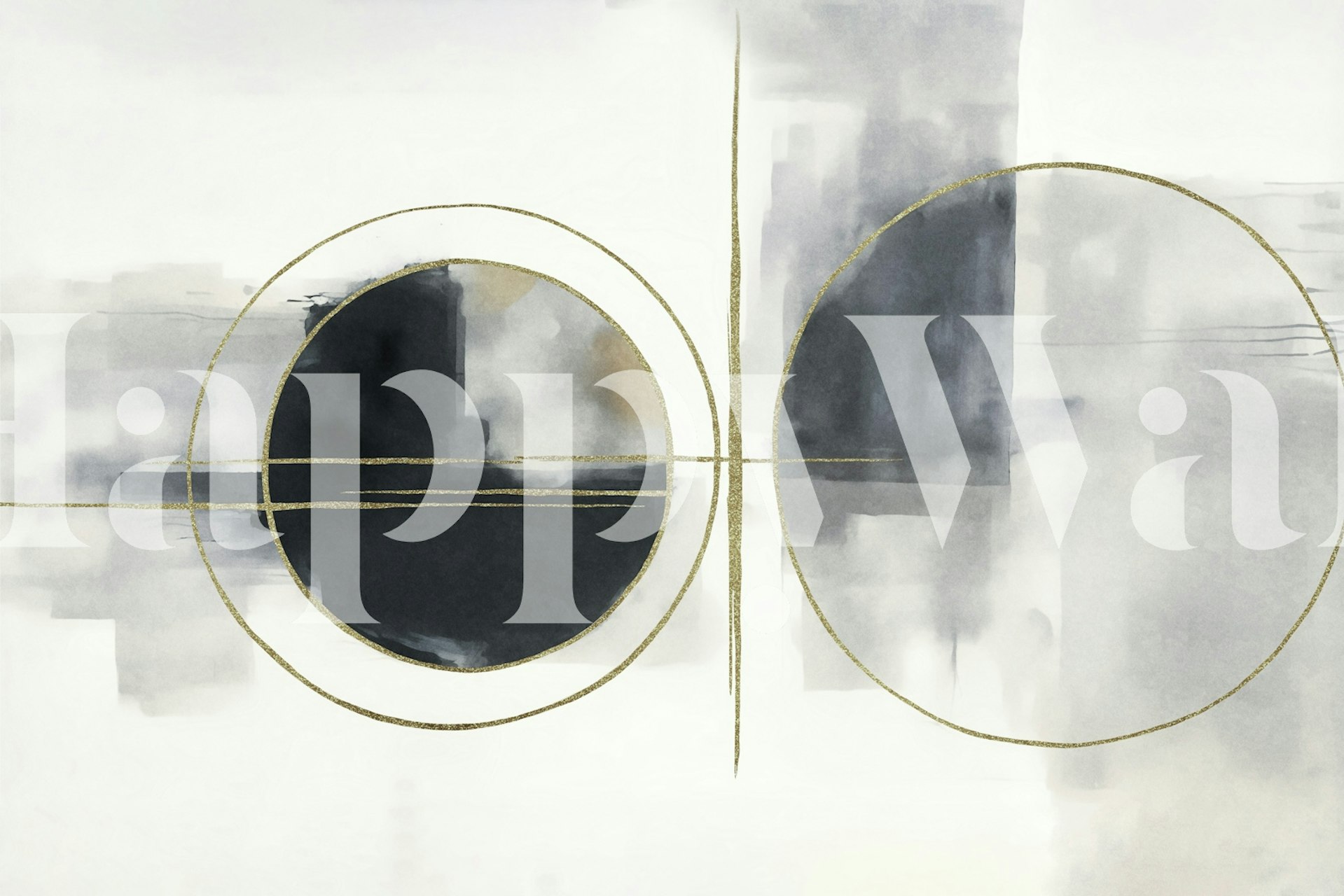 Abstract Circular Gold wallpaper in a room