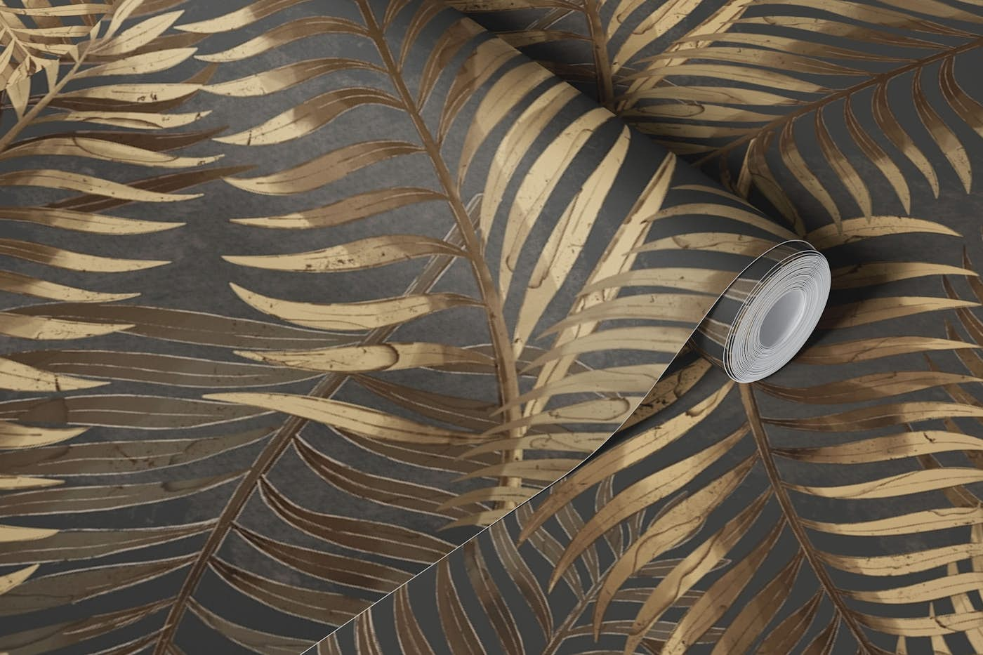 Golden Palm Leaves wallpaper roll