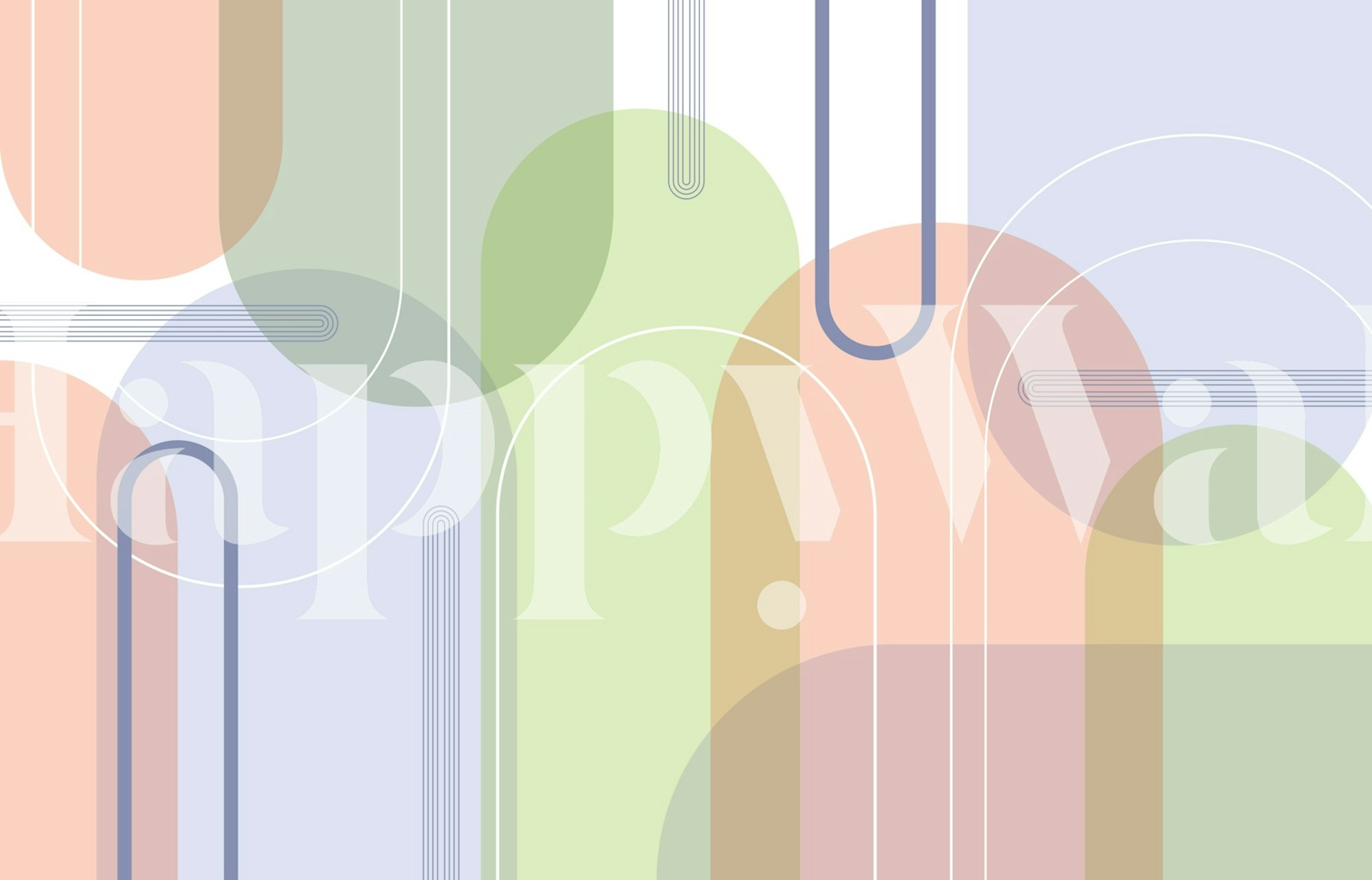 Papel de parede Mid Century Pastel Tones em um quarto