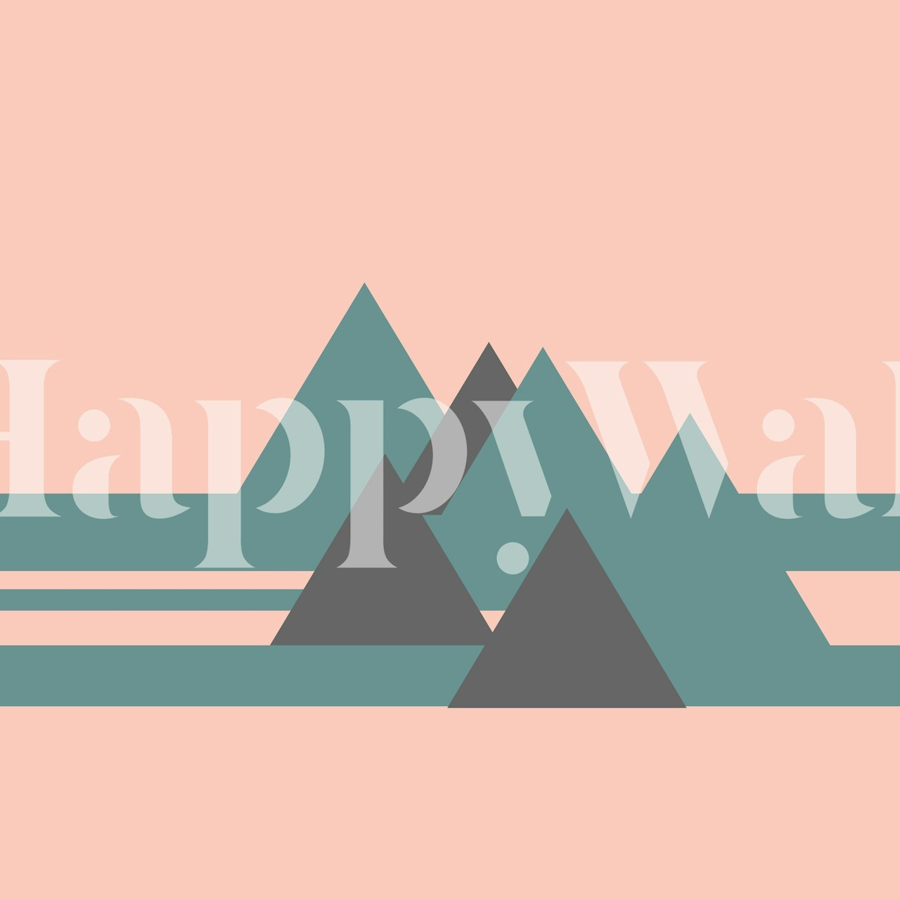 Geometric mountain shapes in pink and gray wallpaper