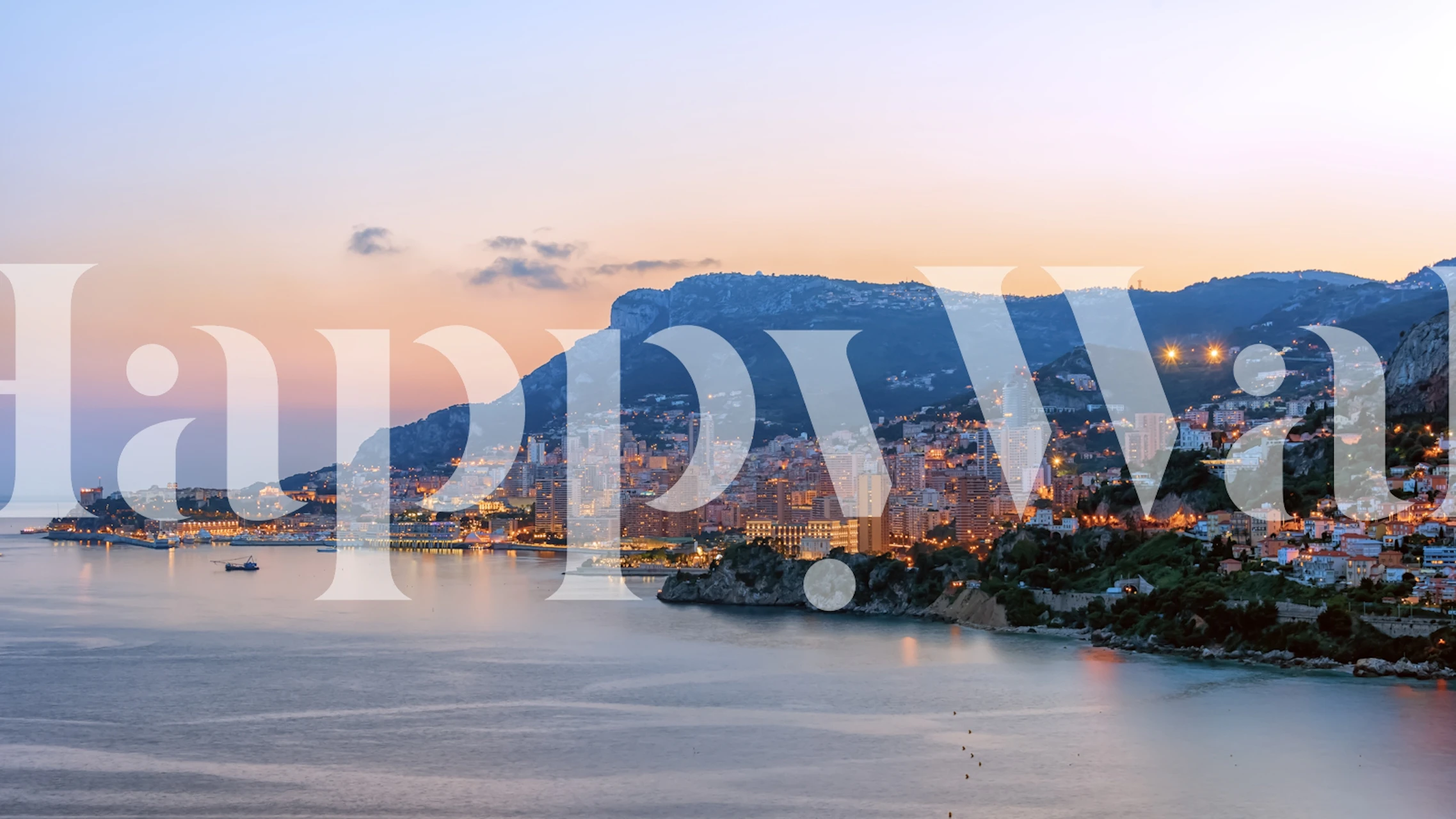 Wallpaper design of Monaco at dusk in a room