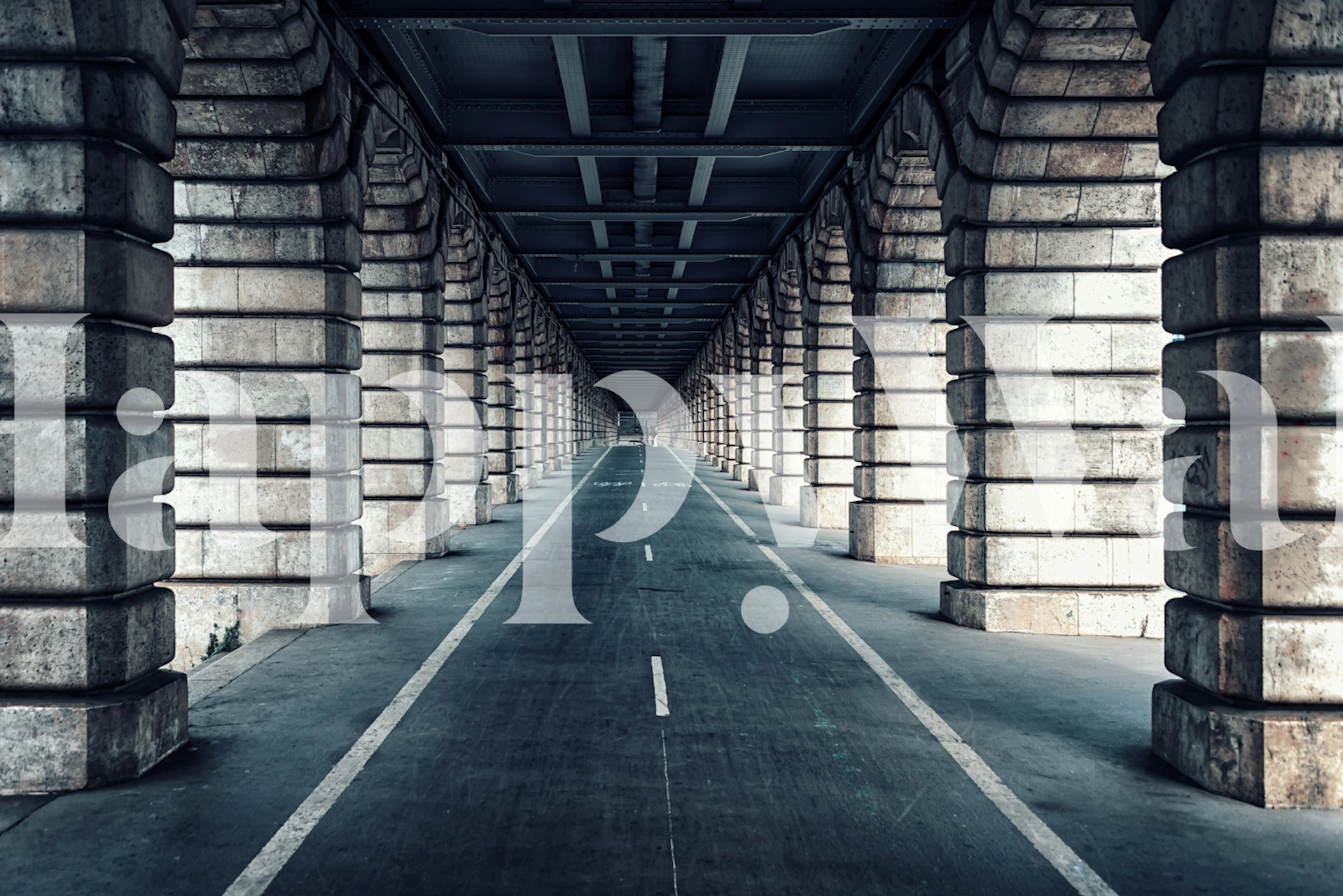 Industrial architecture with grey stone arches wallpaper