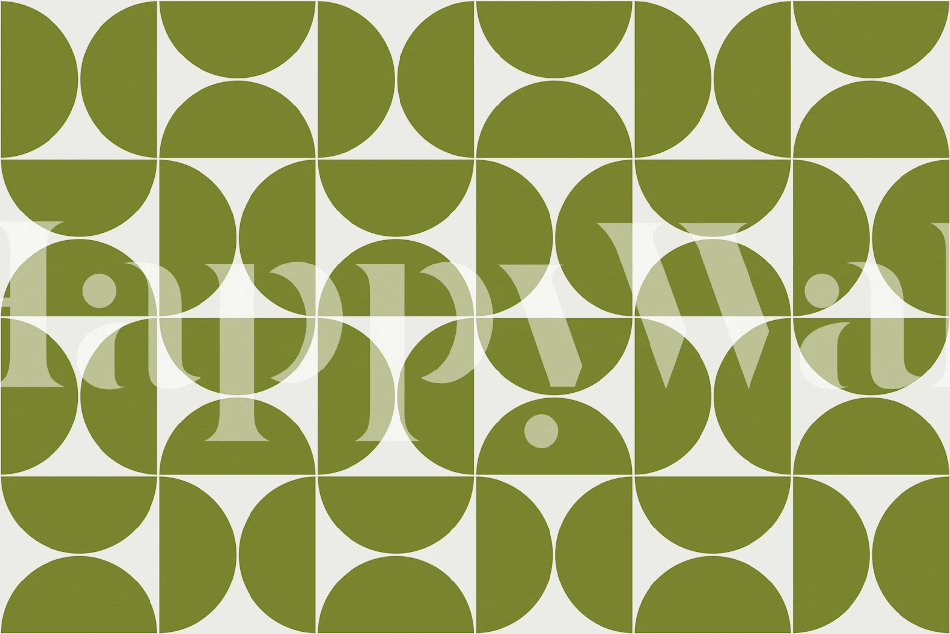 Geometric green and white pattern mid-century modern wallpaper