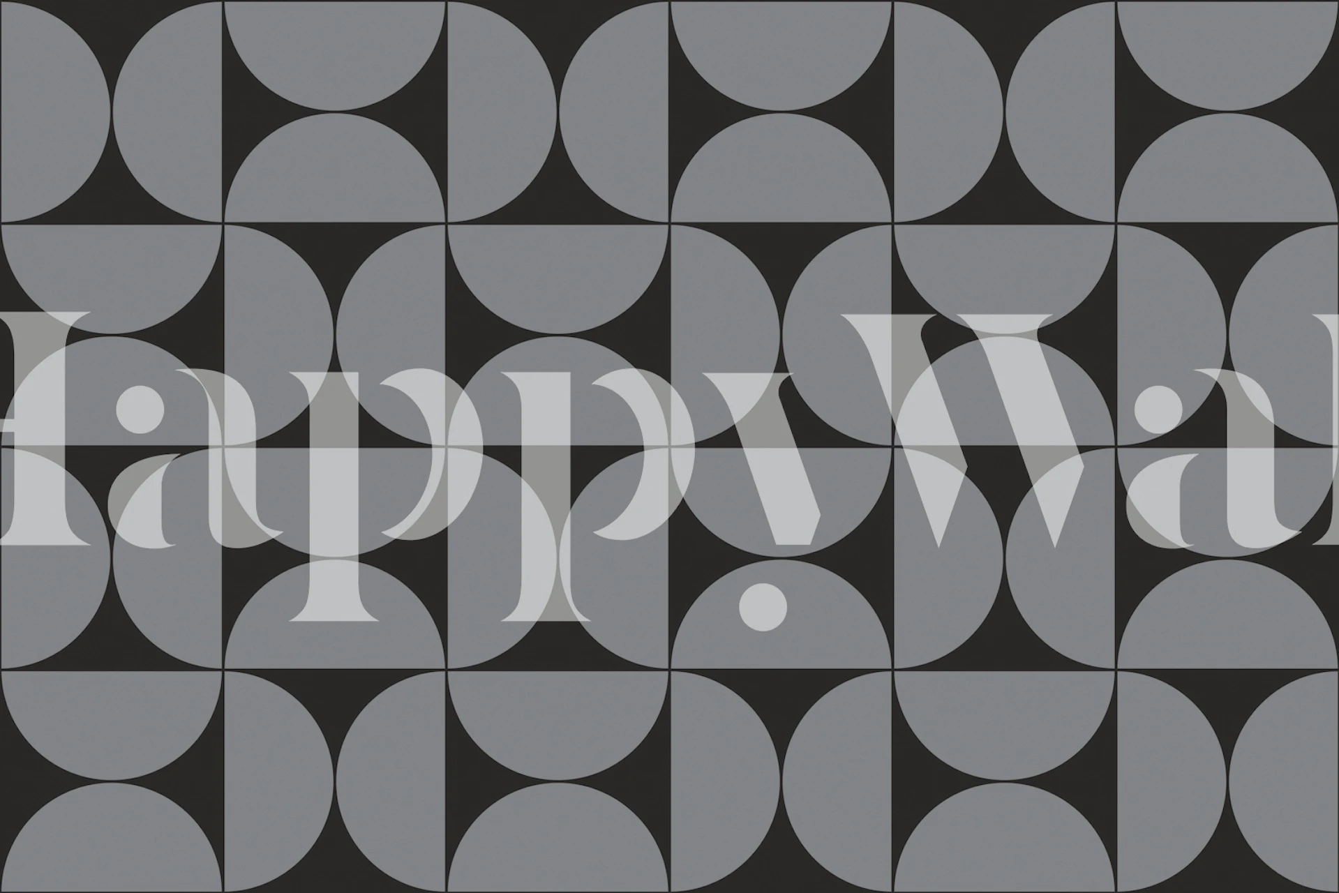 Geometric black and gray wallpaper featuring circular and semi-circular shapes