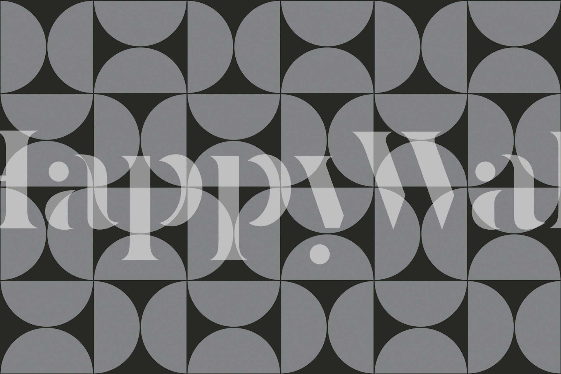 Geometric black and gray wallpaper featuring circular and semi-circular shapes