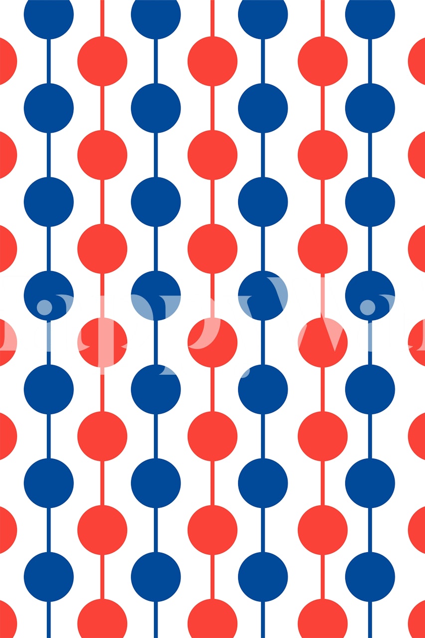 Blue and red polka dot pattern wallpaper with geometric design