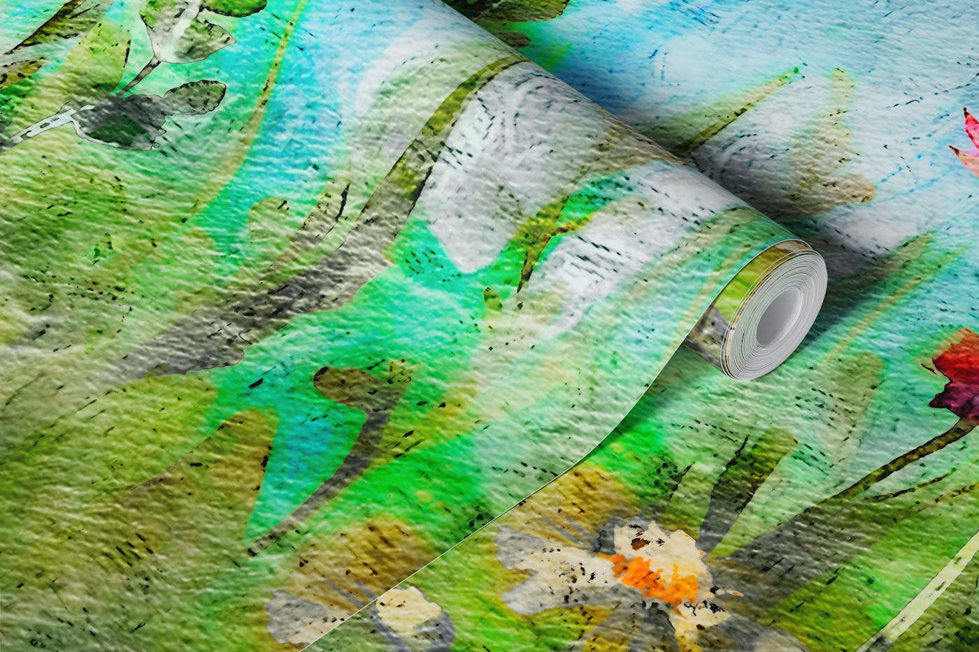 Vivid Watercolor Wildflowers wallpaper roll
