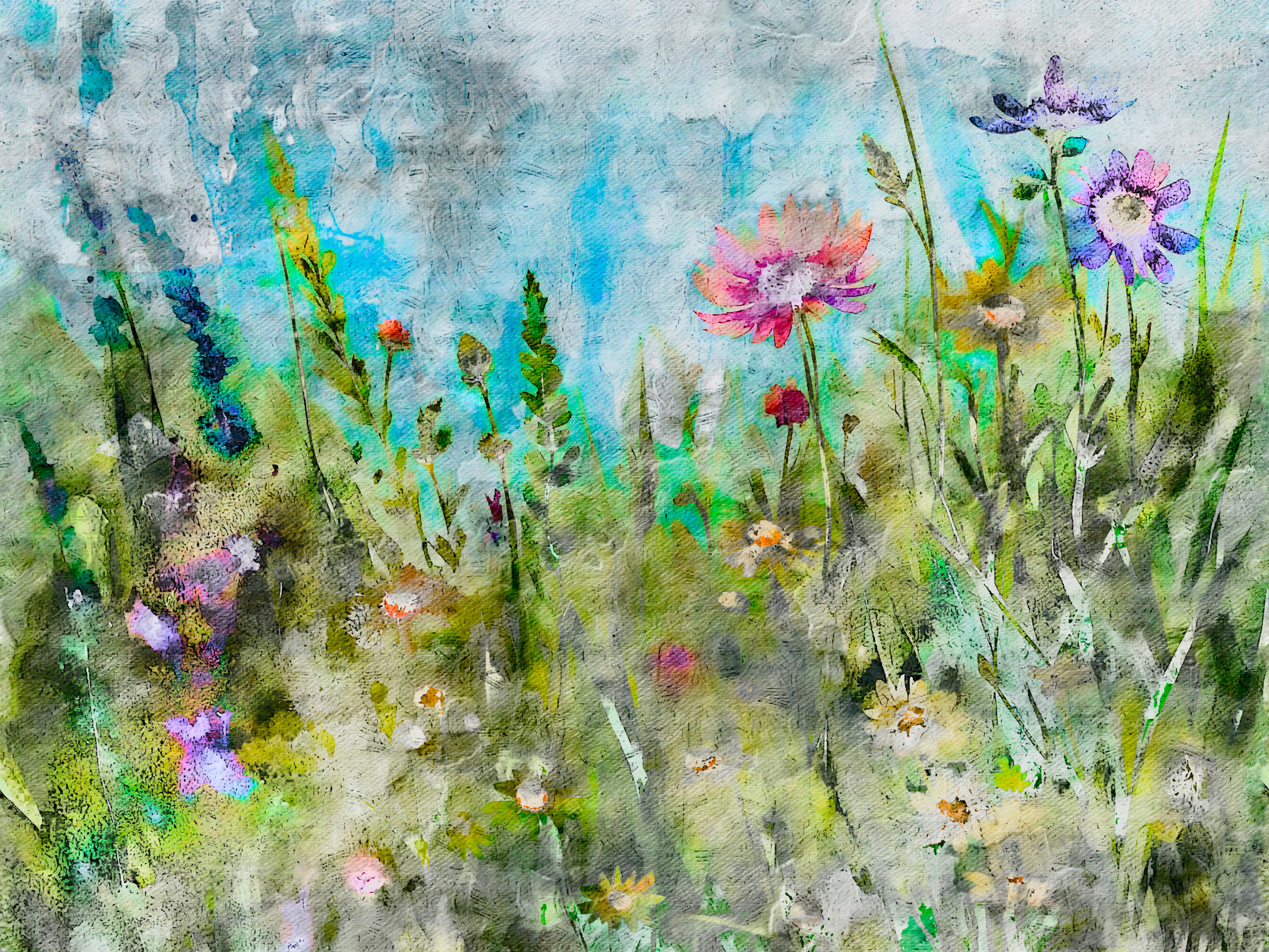 Wildflower Watercolor Wallpaper | HappyWall