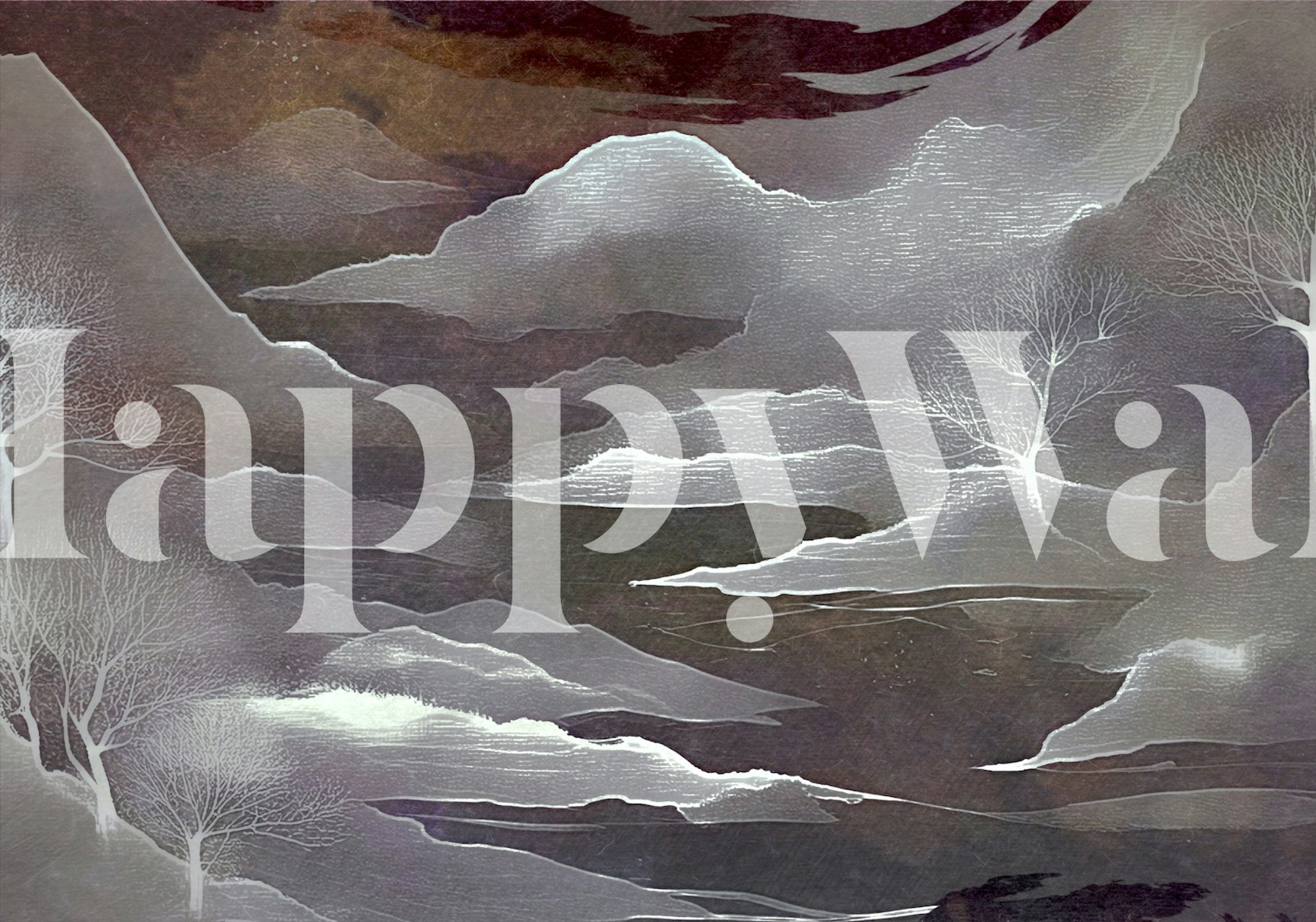 Abstrakt lynnig skogstapet i japansk stil med mjuka penseldrag och en lugn färgpalett.