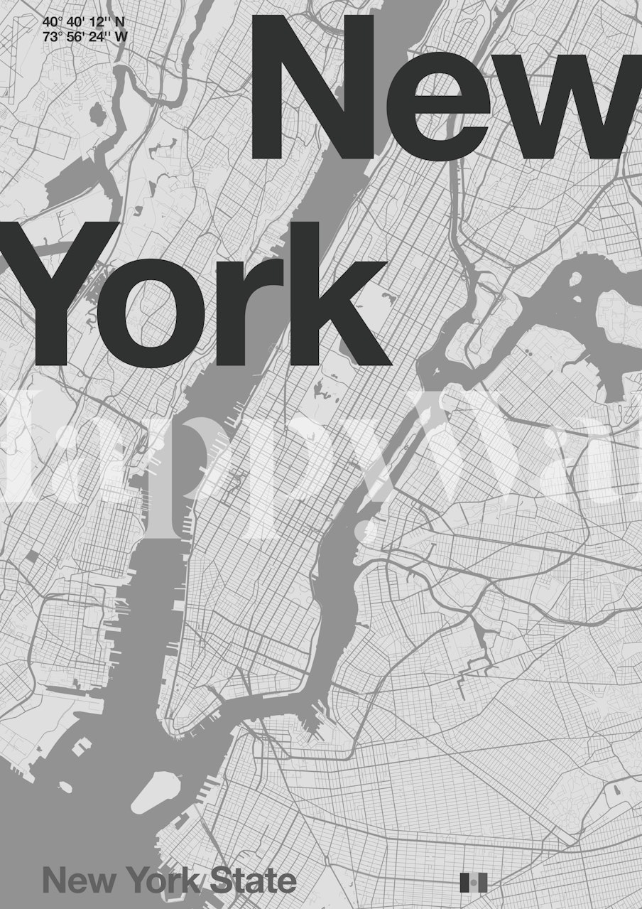 New York minimal map tapet i et rum