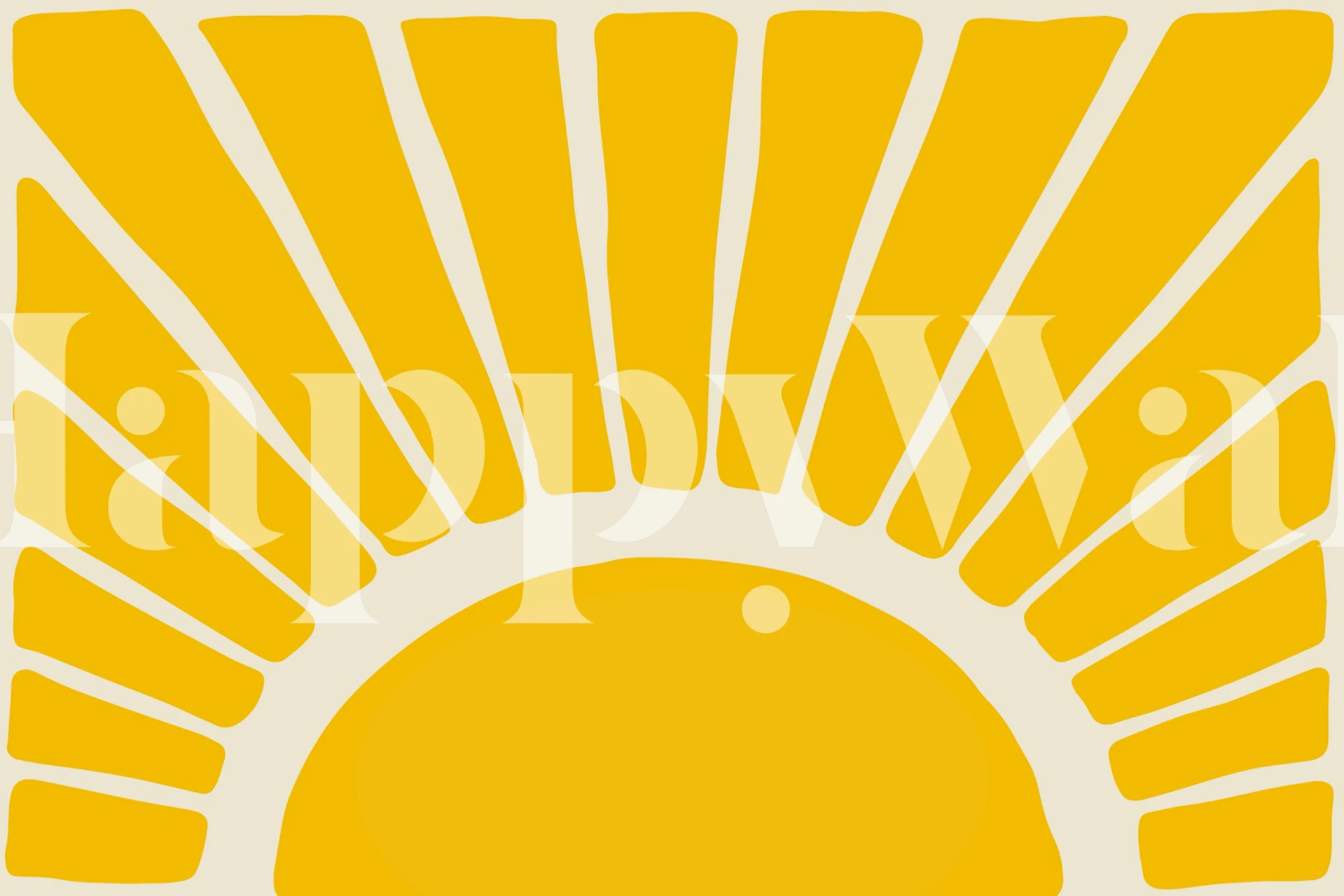 Gul striped sunburst tapet i ett rum