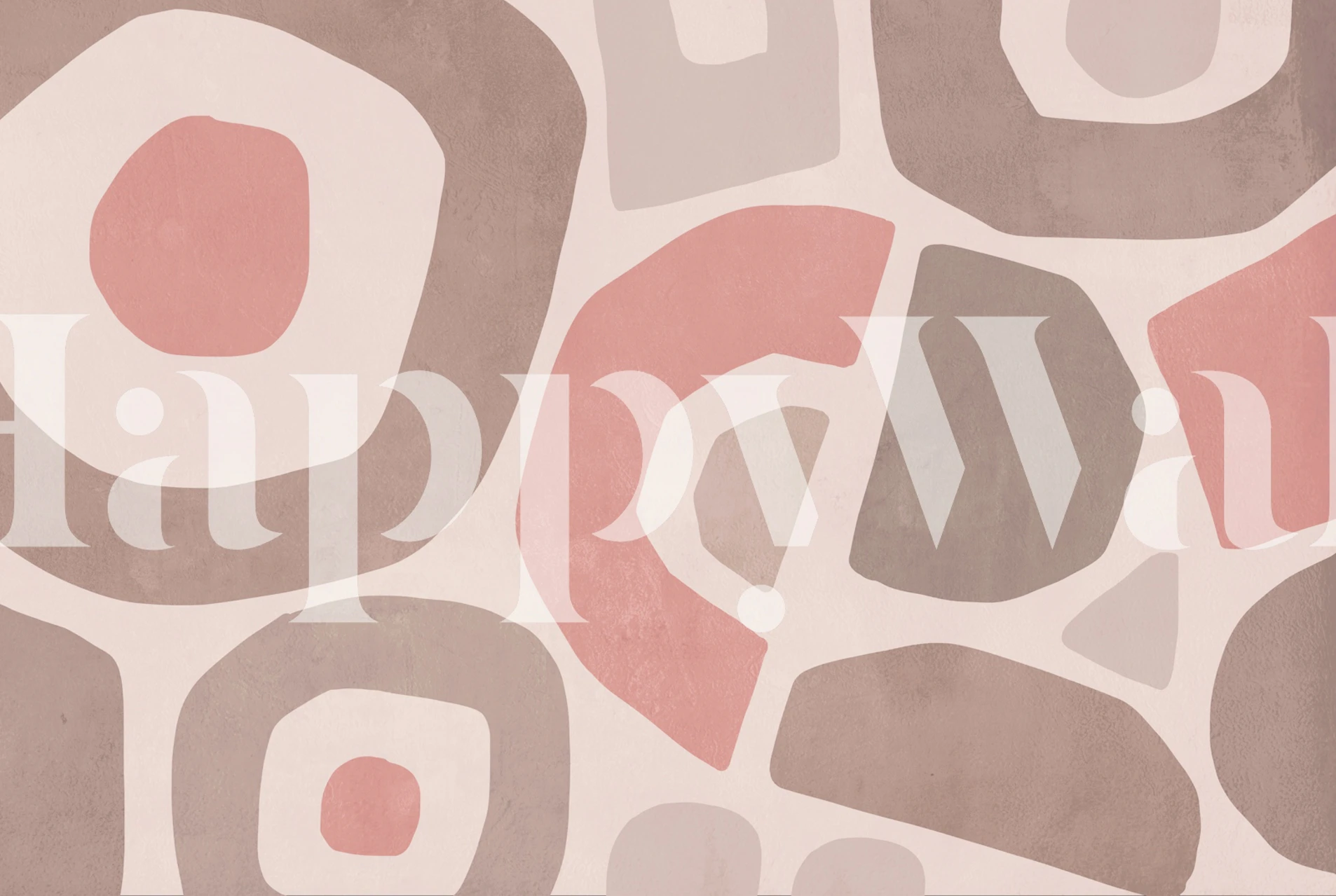 Paper Cut Shapes Abstract Art Peach Tapete in einem Raum