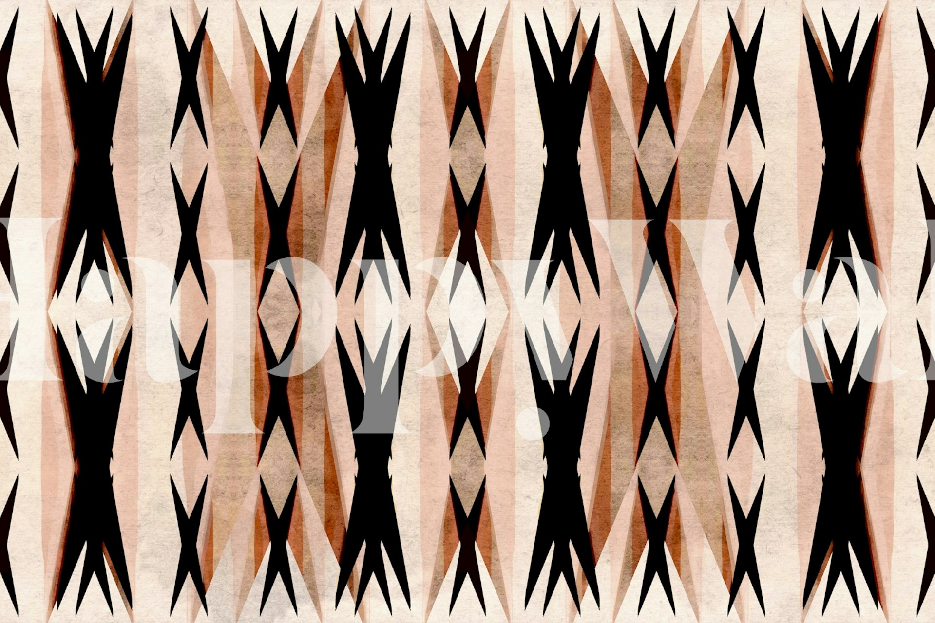 Ταπετσαρία Earthy Japandi Tribal σε ένα δωμάτιο