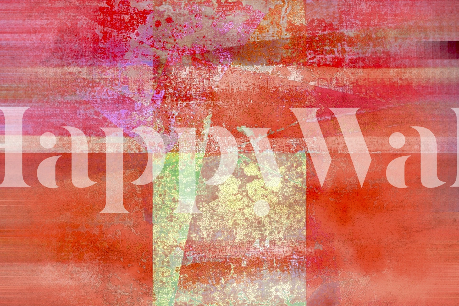 Abstract brushstroke patterns in red, green, and pink wallpaper