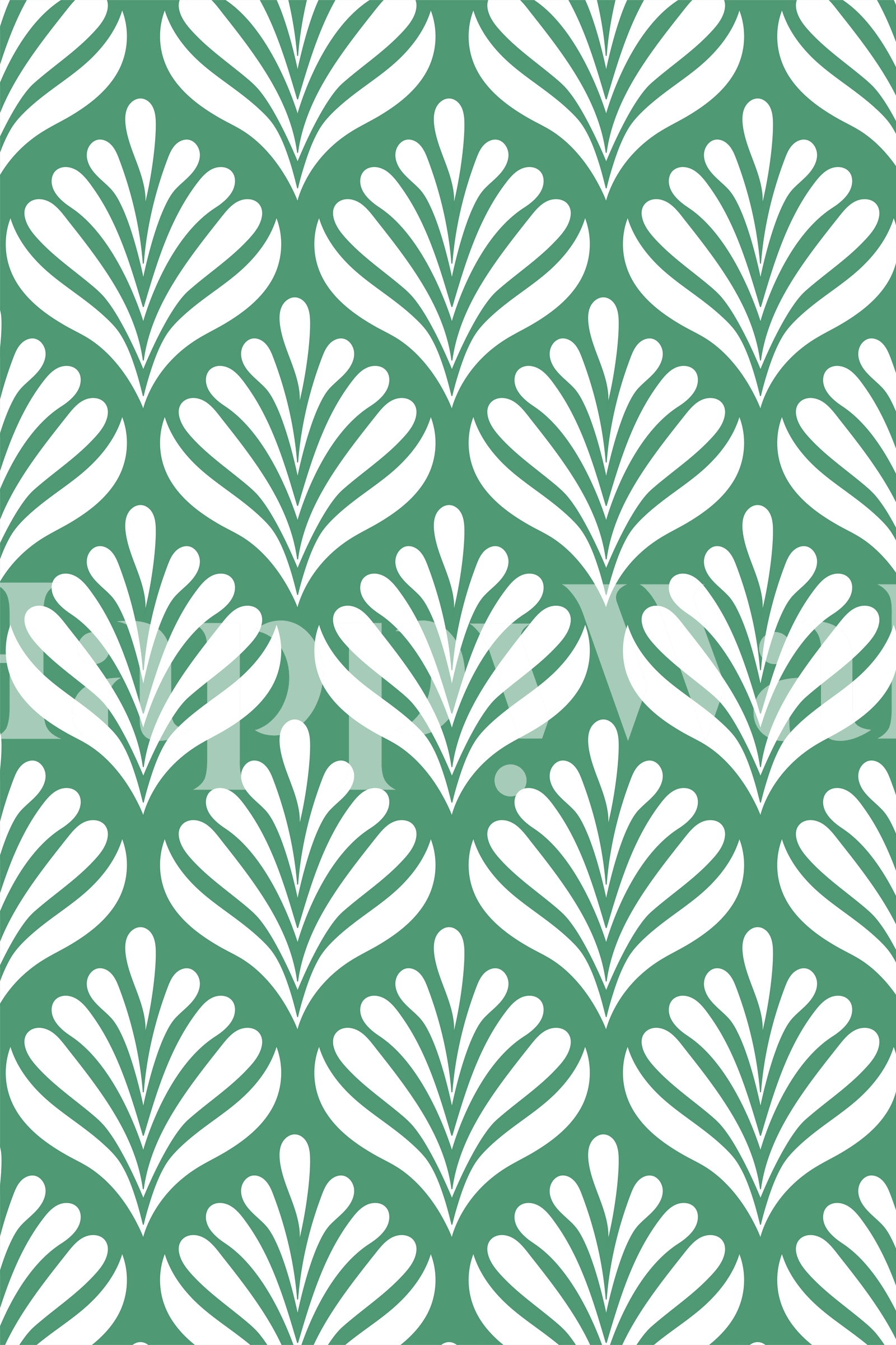 White Flowers on Green Wallpaper - Freshen Up Your Space | Happywall