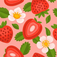 Fresh Strawberry Pattern on Pink papel de parede