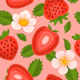 Fresh Strawberry Pattern on Pink