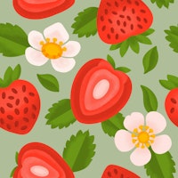 Fresh Strawberry Pattern on Mint Green tapet