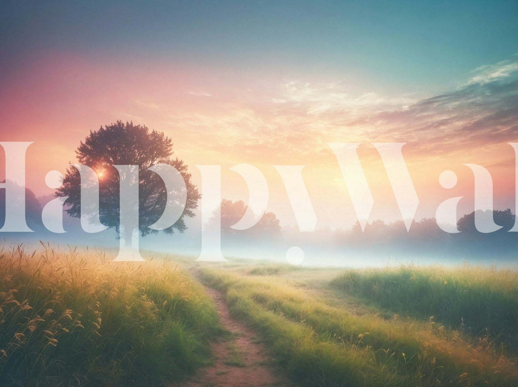 Misty morning sunrise όμορφο τοπίο ταπετσαρία σε ένα δωμάτιο