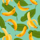 Banana Pattern on Aqua Blue