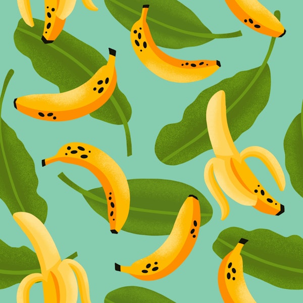 Banana Pattern on Aqua Blue