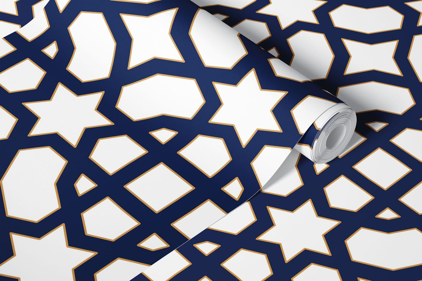 Arabesque art style 1 navy gold wallpaper roll